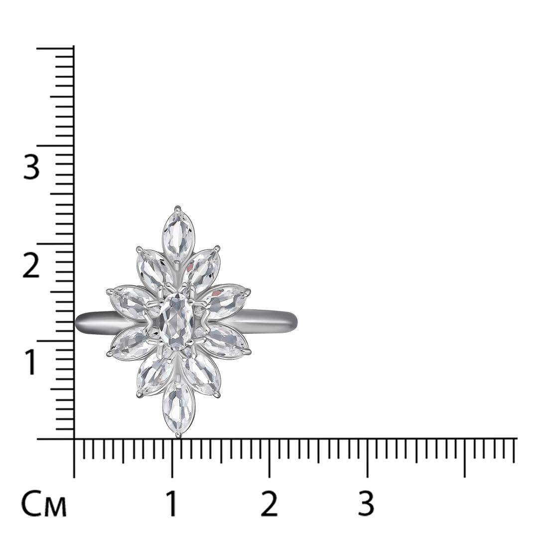 Серебряное кольцо 925 пробы; вставки 11 Горный Хрусталь;