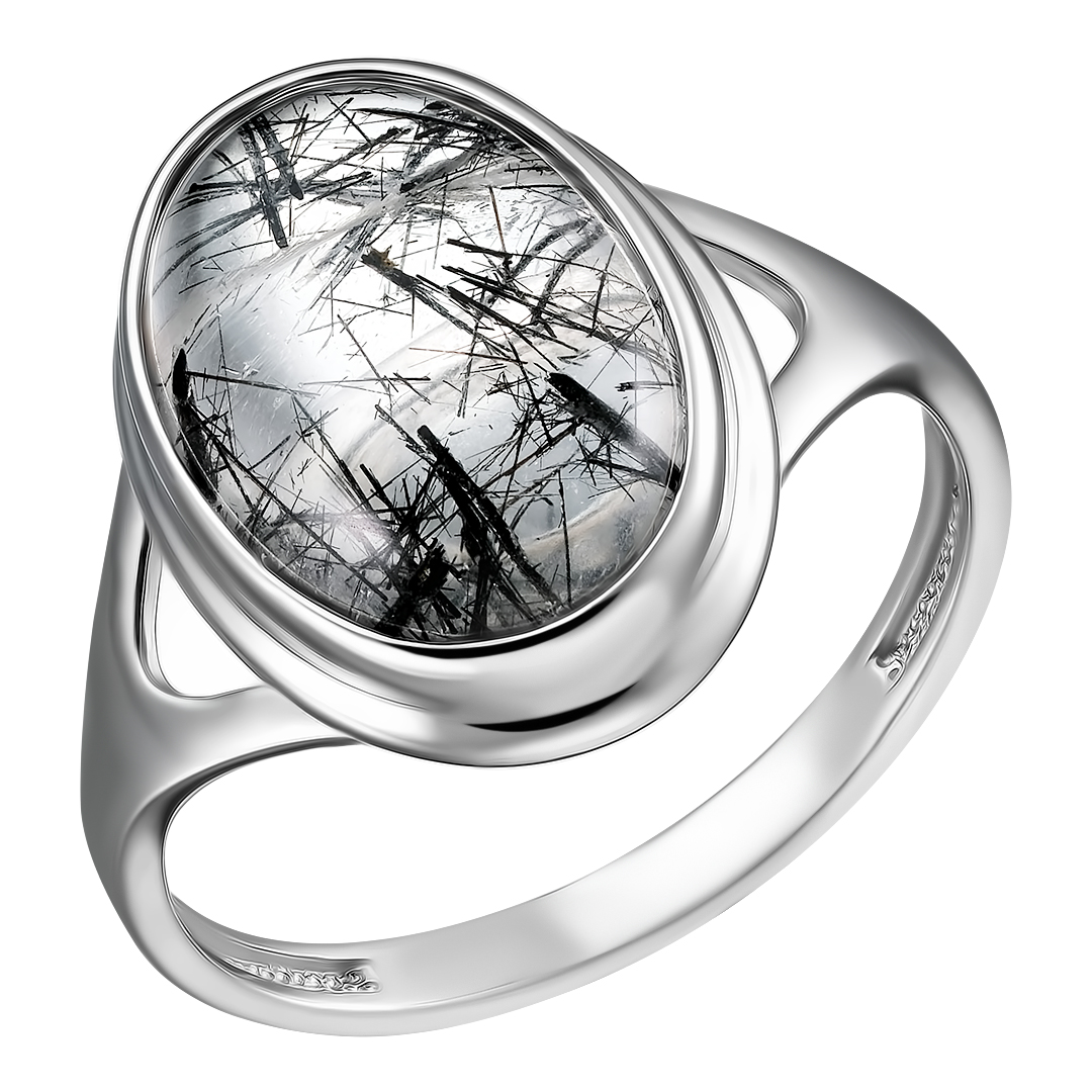 Серебряное кольцо 925 пробы; вставки 1 Кварц рутиловый;
