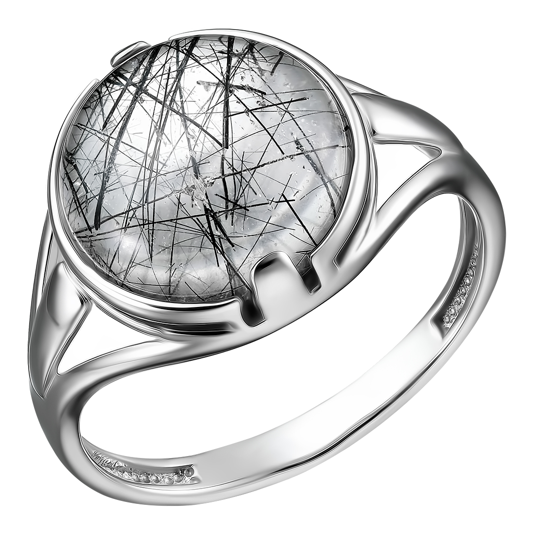 Серебряное кольцо 925 пробы; вставки 1 Кварц рутиловый;