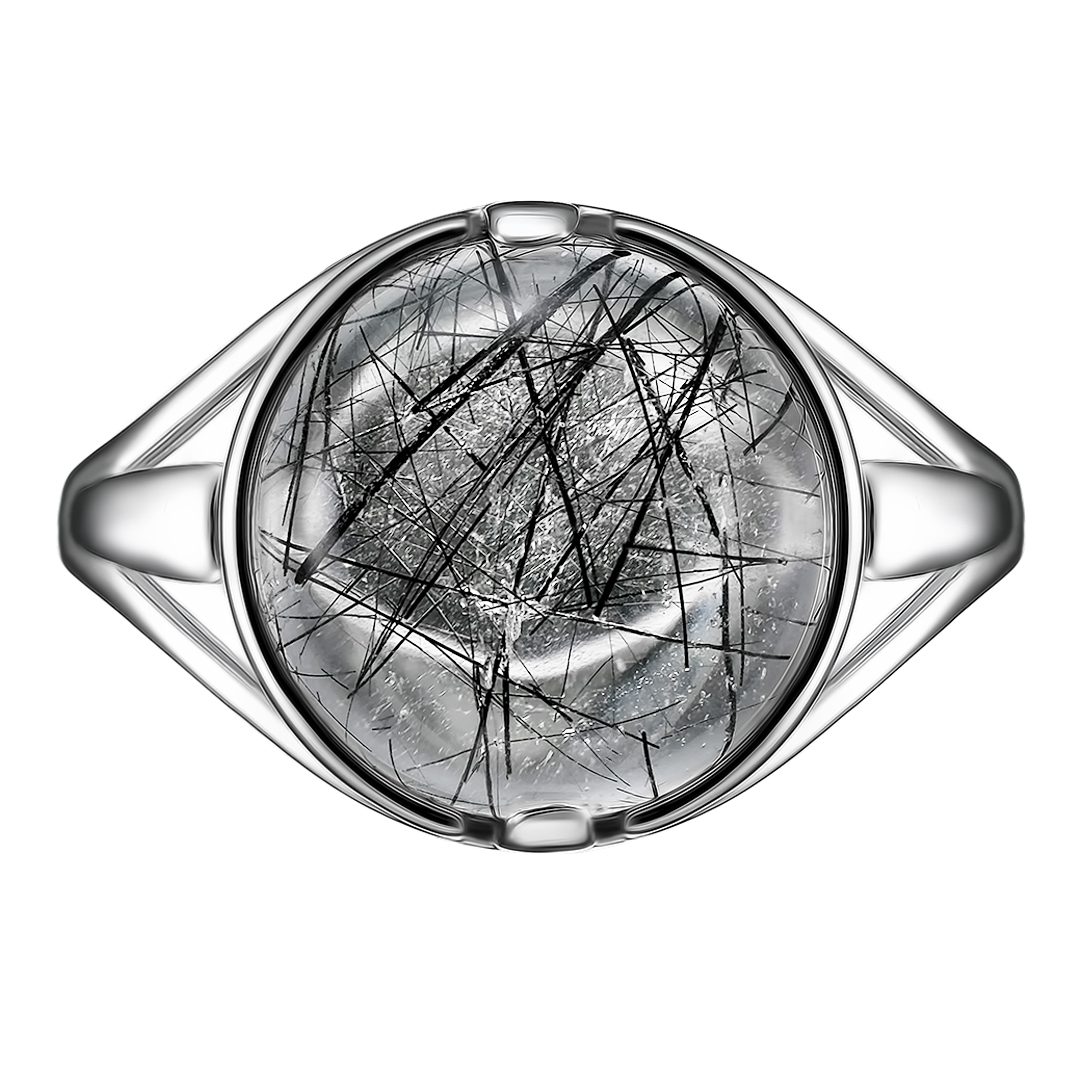 Серебряное кольцо 925 пробы; вставки 1 Кварц рутиловый;