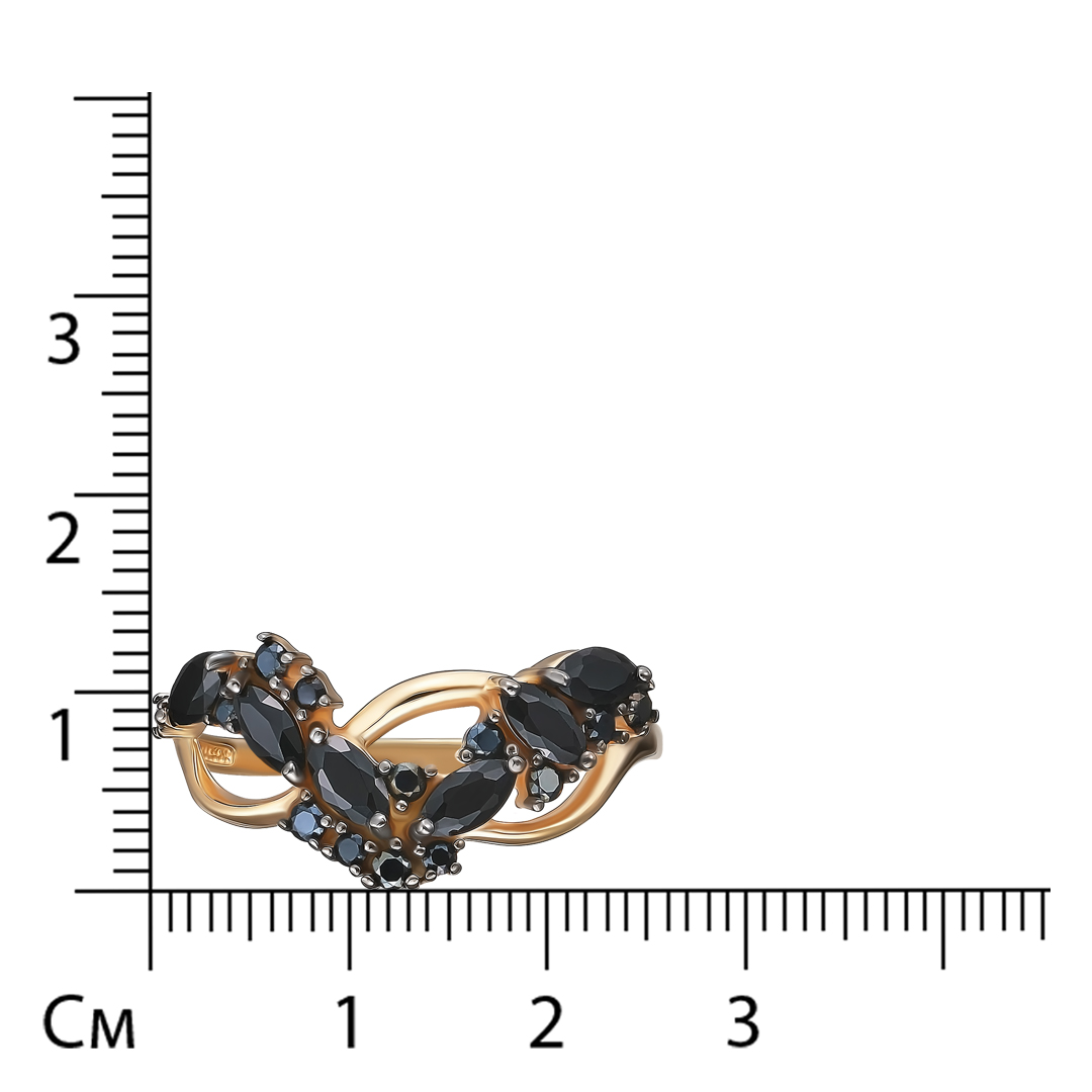 Серебряное кольцо 925 пробы; родий черн.; вставки 19 Шпинель черн.;
