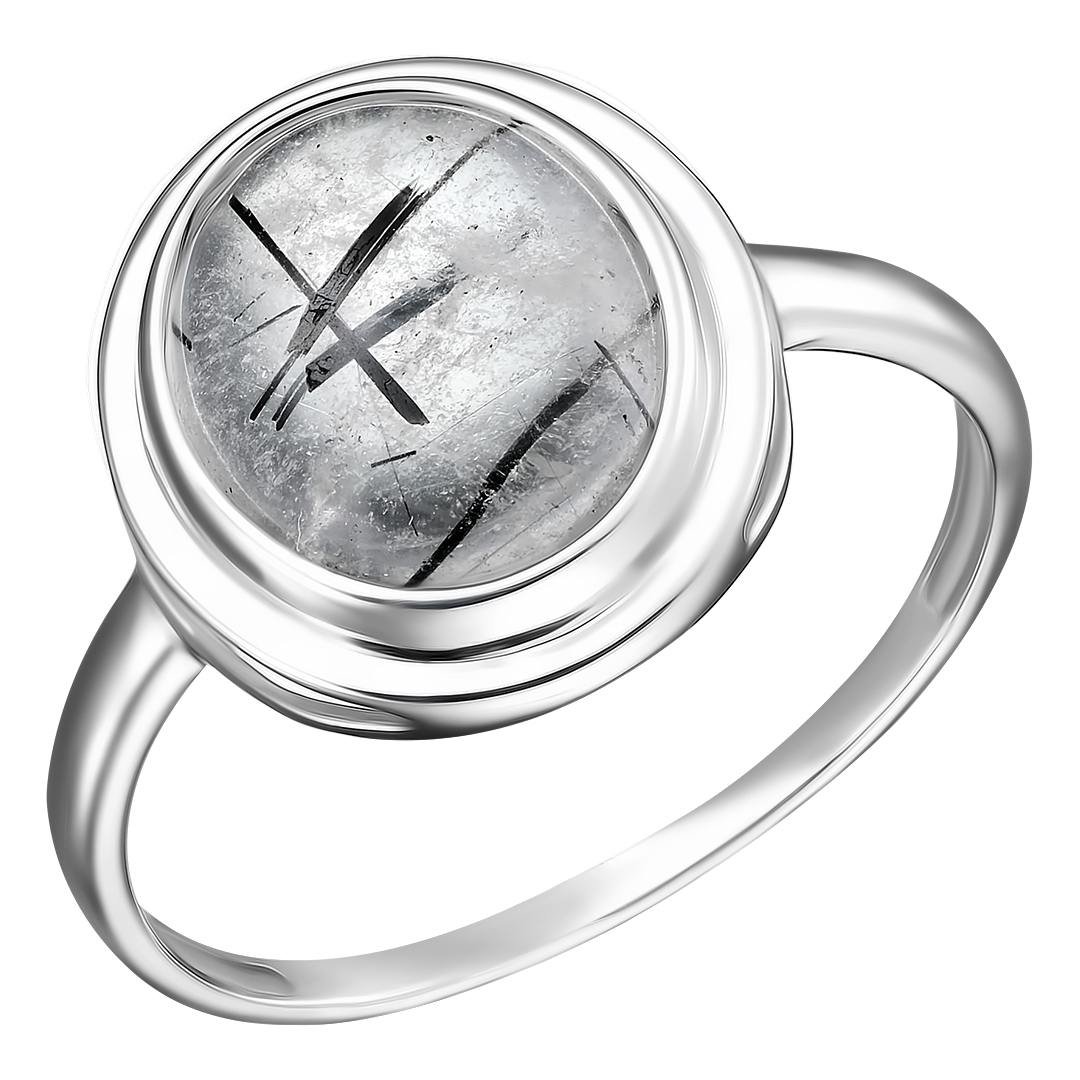Серебряное кольцо 925 пробы; вставки 1 Кварц рутиловый;