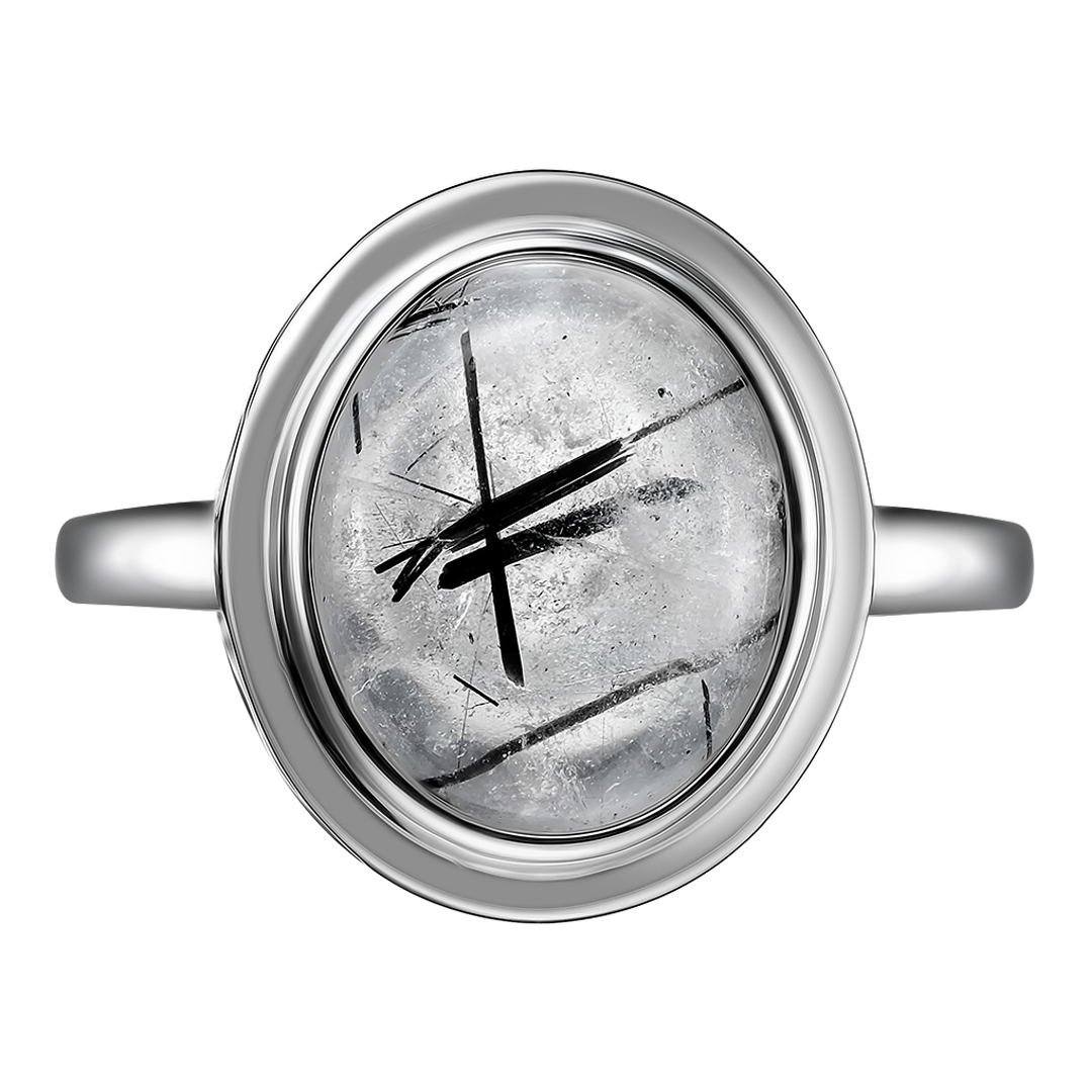 Серебряное кольцо 925 пробы; вставки 1 Кварц рутиловый;
