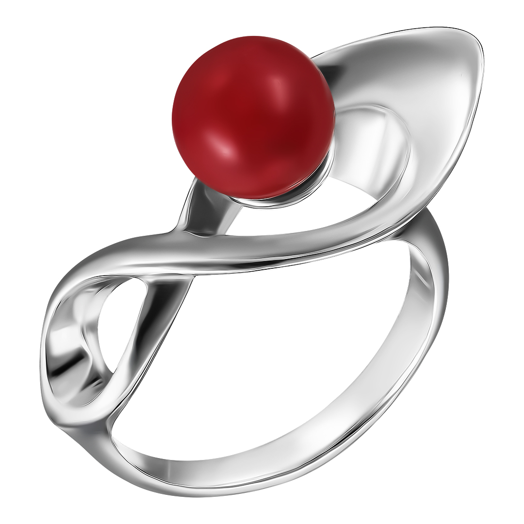 Серебряное кольцо 925 пробы; вставки 1 Коралл;