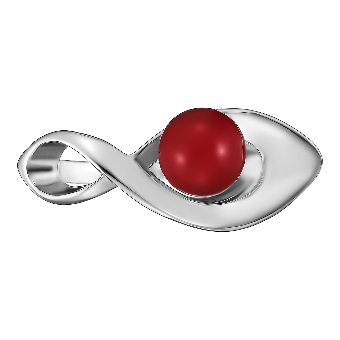 Серебряное кольцо 925 пробы; вставки 1 Коралл;