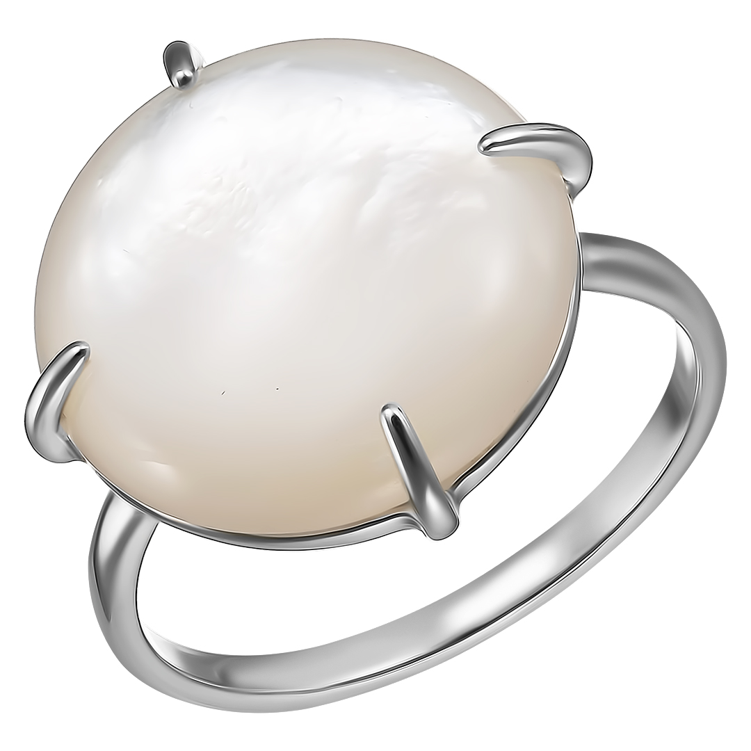 Серебряное кольцо 925 пробы; оксидирование; вставки 1 Перламутр белый;