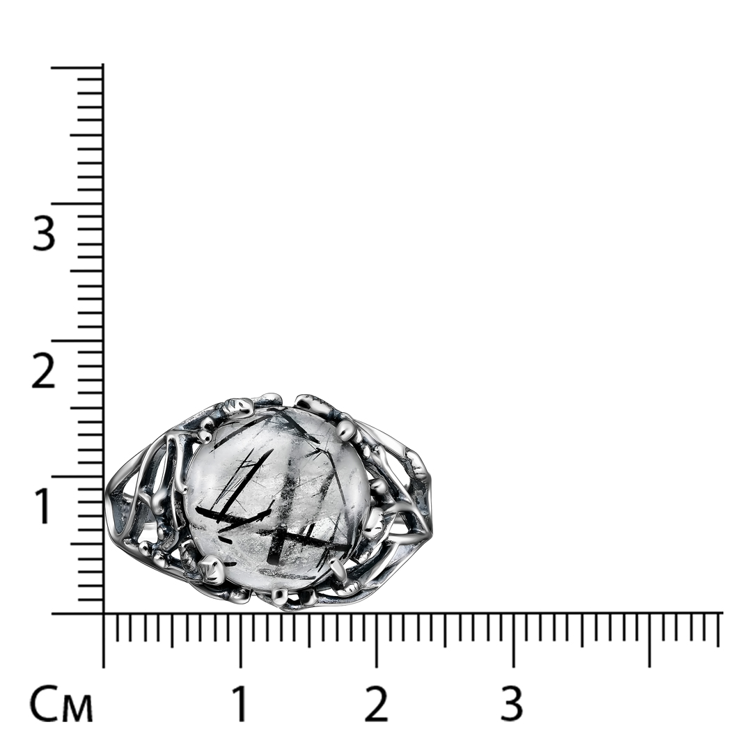 Серебряное кольцо 925 пробы; оксидирование; вставки 1 Кварц рутиловый;