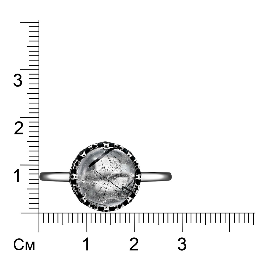 Серебряное кольцо 925 пробы; оксидирование; вставки 1 Кварц рутиловый;