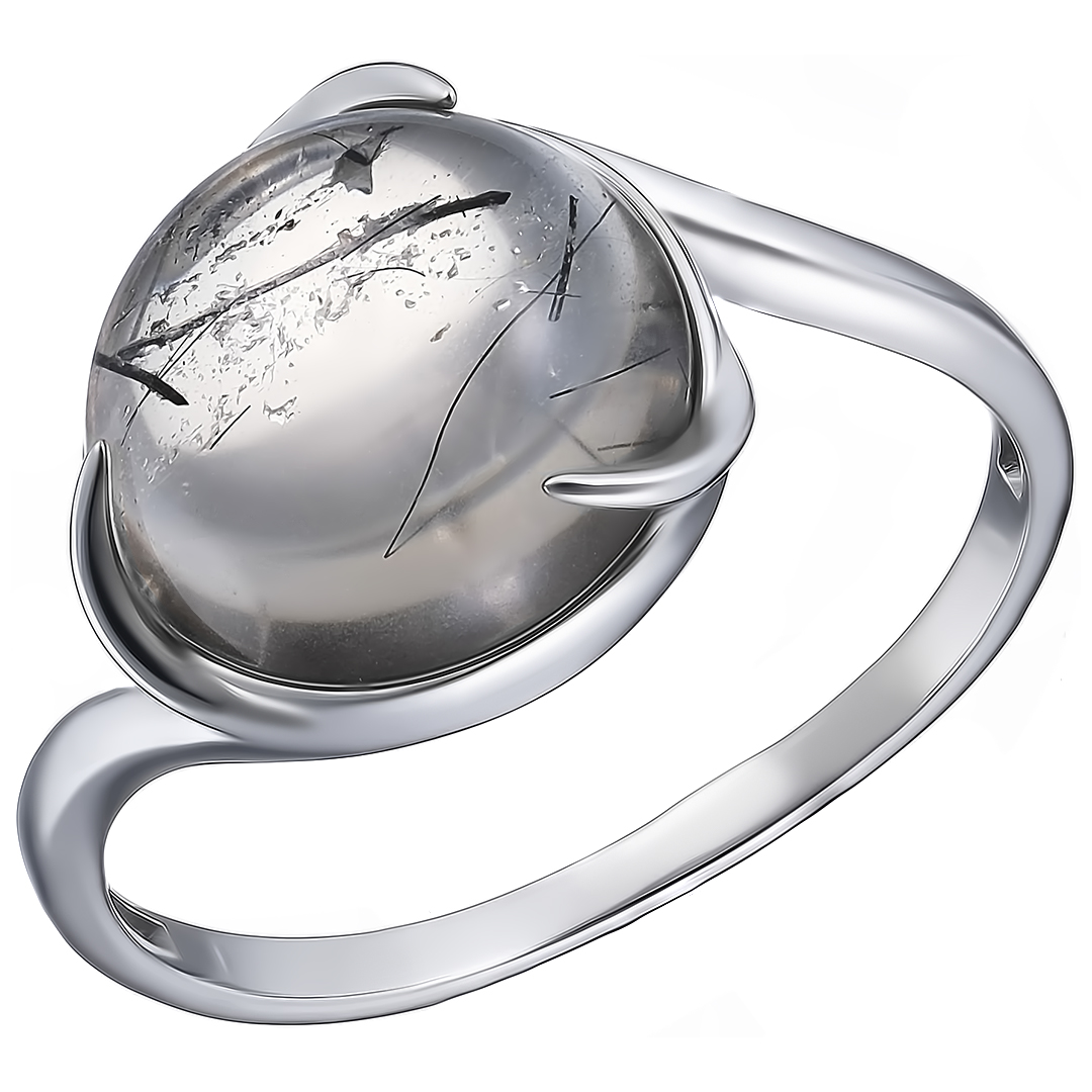 Серебряное кольцо 925 пробы; вставки 1 Кварц рутиловый;