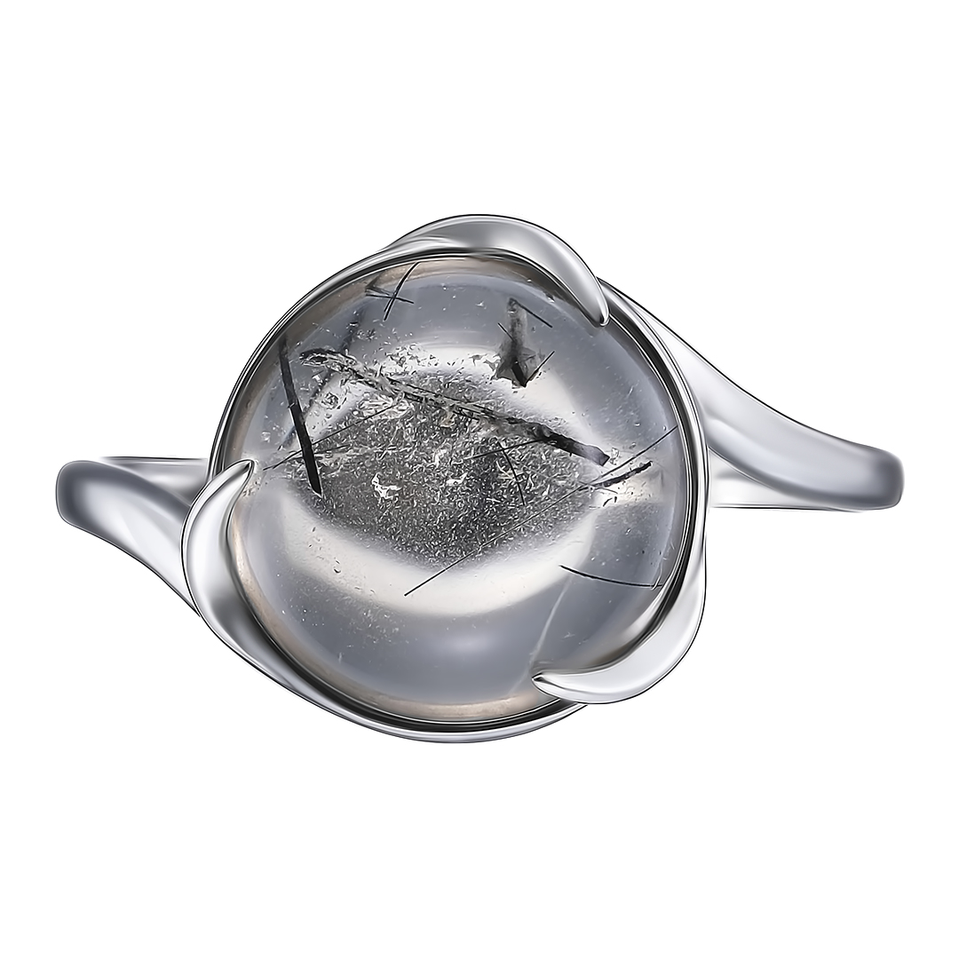 Серебряное кольцо 925 пробы; вставки 1 Кварц рутиловый;