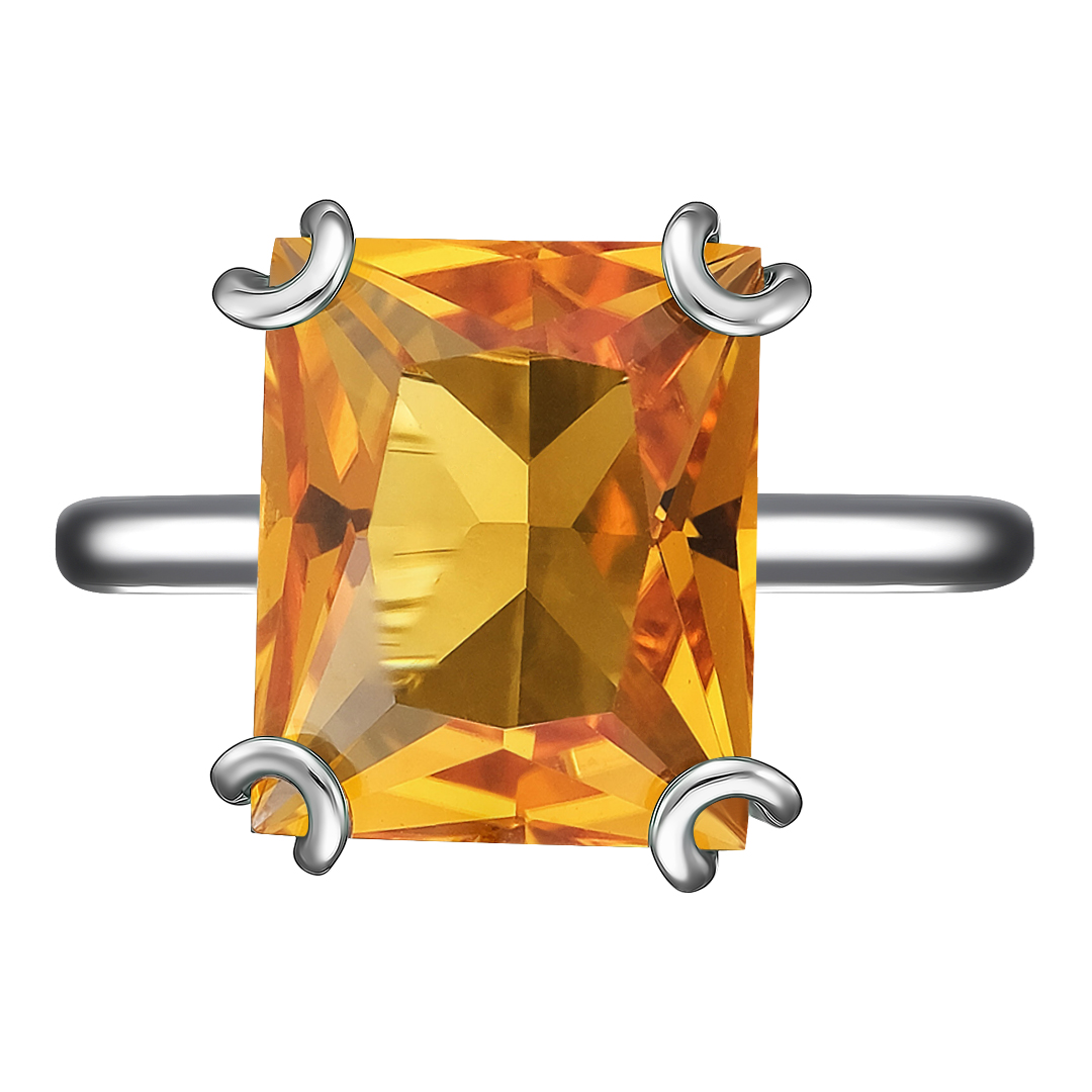 Серебряное кольцо 925 пробы; вставки 1 Цитрин;