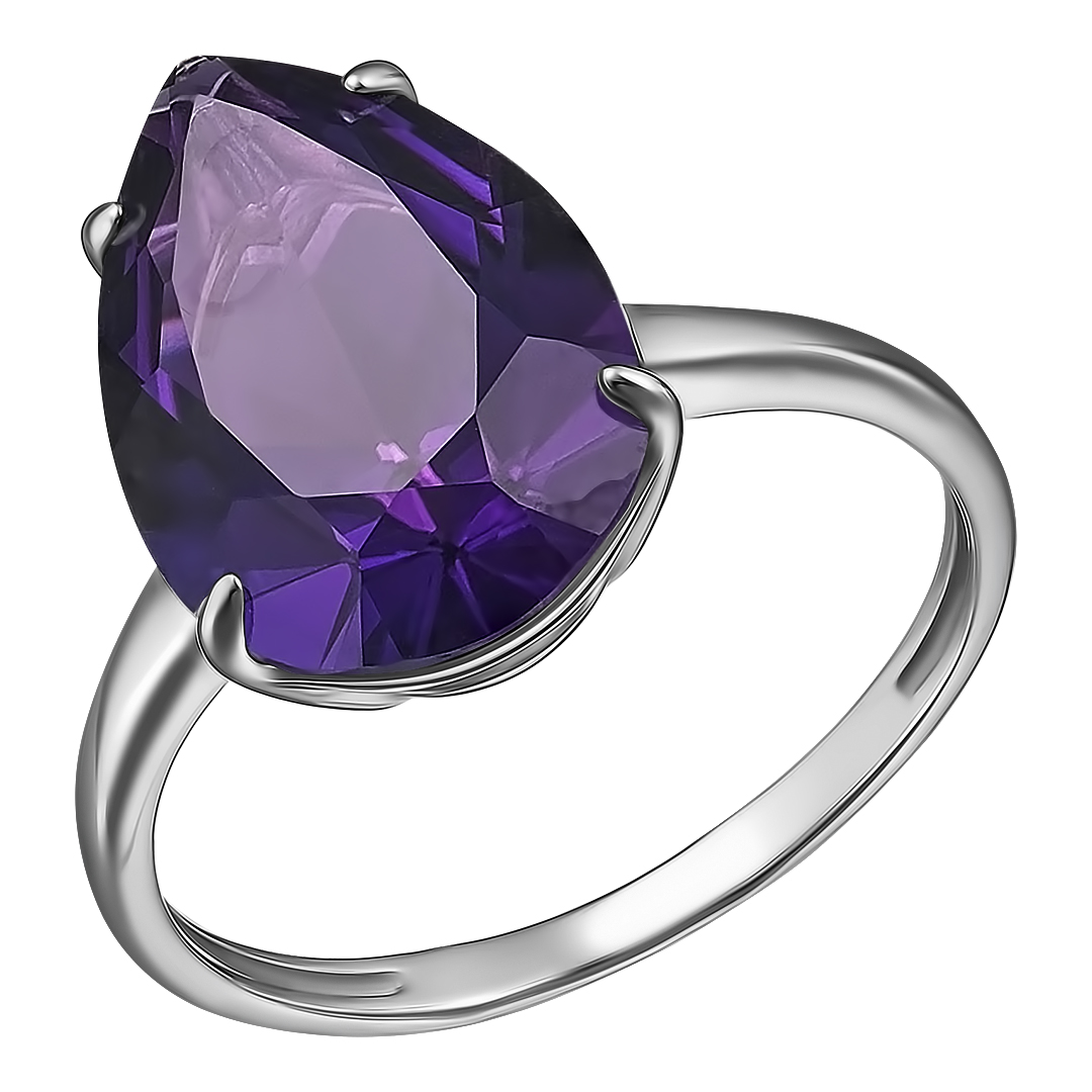 Серебряное кольцо 925 пробы; вставки 1 Аметист;