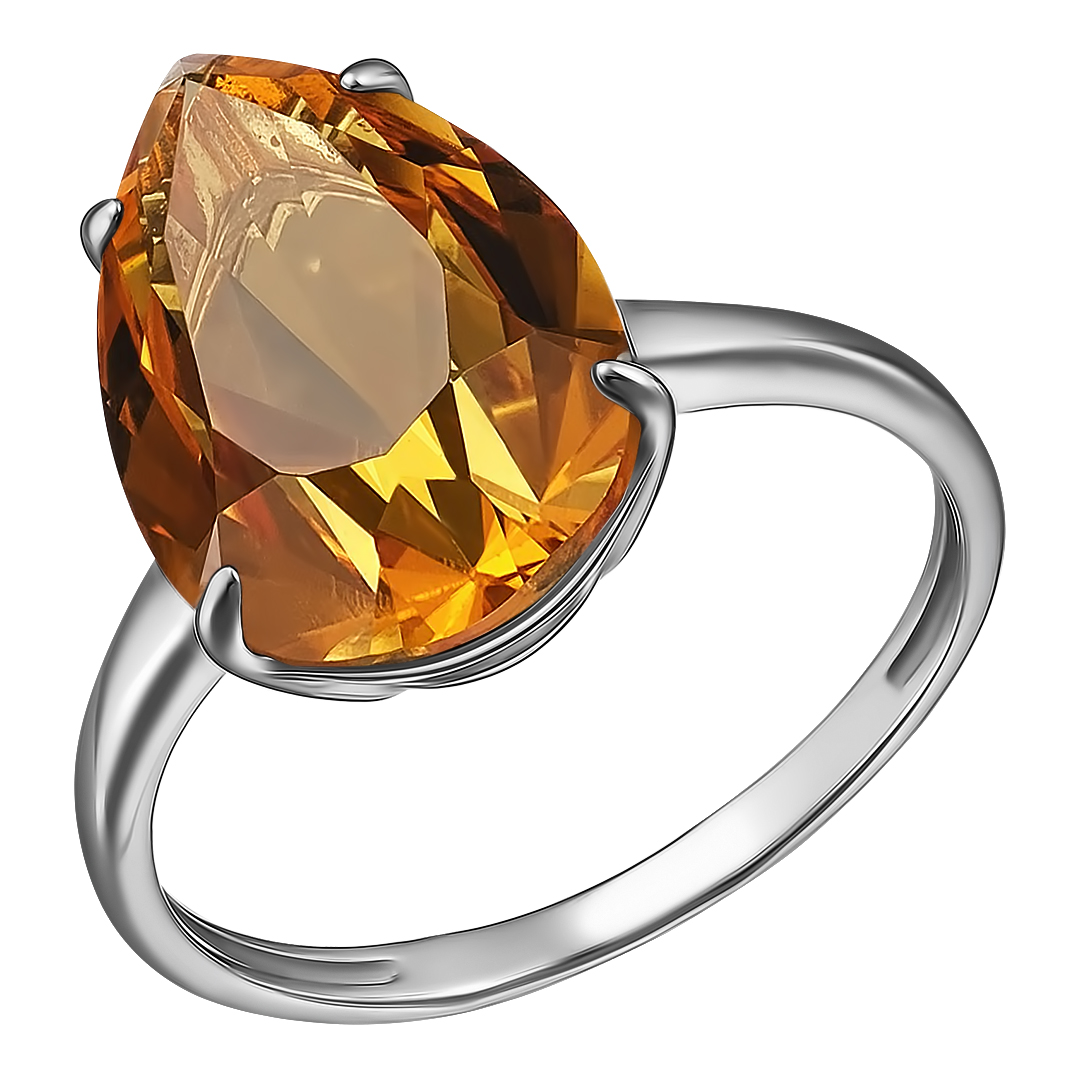 Серебряное кольцо 925 пробы; вставки 1 Цитрин;