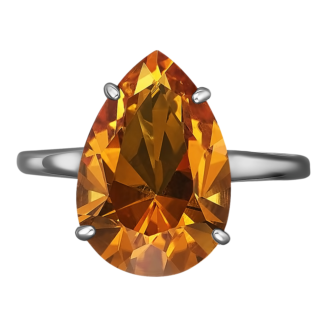 Серебряное кольцо 925 пробы; вставки 1 Цитрин;