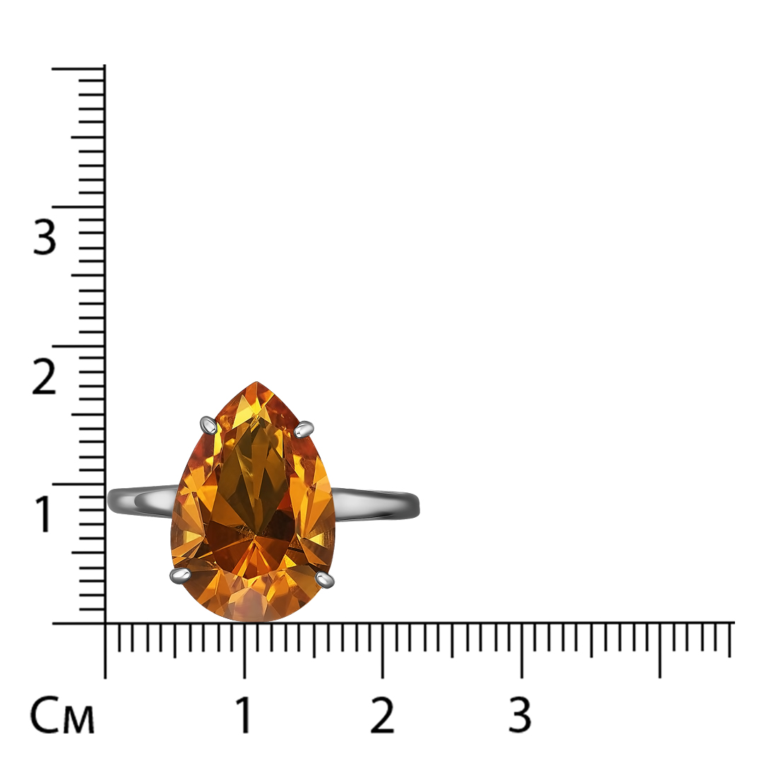 Серебряное кольцо 925 пробы; вставки 1 Цитрин;