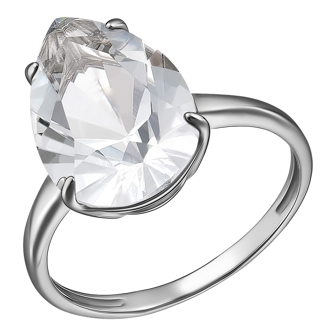 Серебряное кольцо 925 пробы; вставки 1 Горный хрусталь;