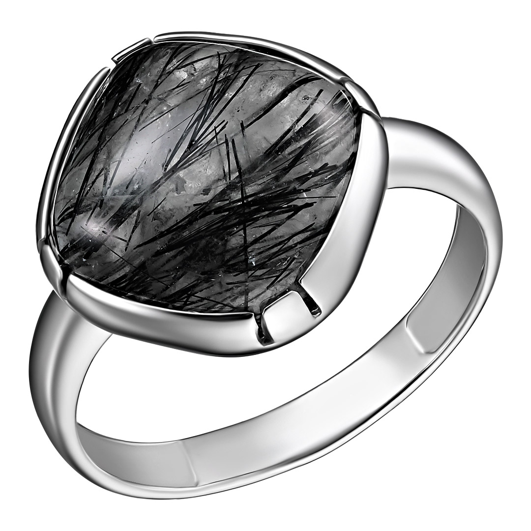 Серебряное кольцо 925 пробы; вставки 1 Кварц рутиловый;