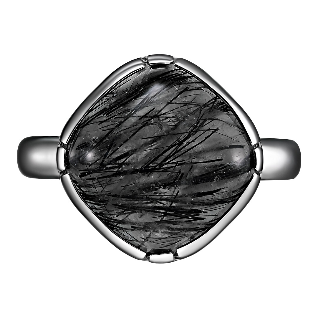Серебряное кольцо 925 пробы; вставки 1 Кварц рутиловый;
