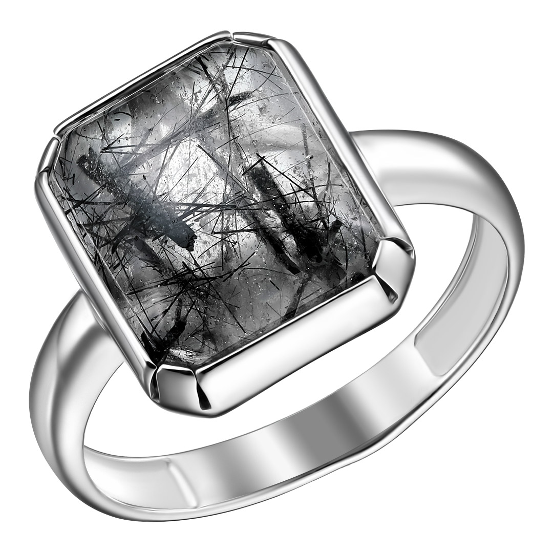 Серебряное кольцо 925 пробы; вставки 1 Кварц рутиловый;