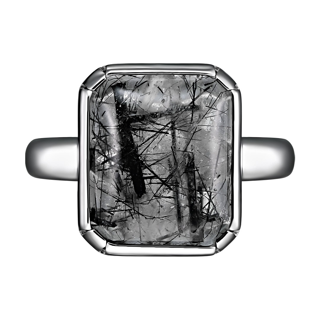 Серебряное кольцо 925 пробы; вставки 1 Кварц рутиловый;