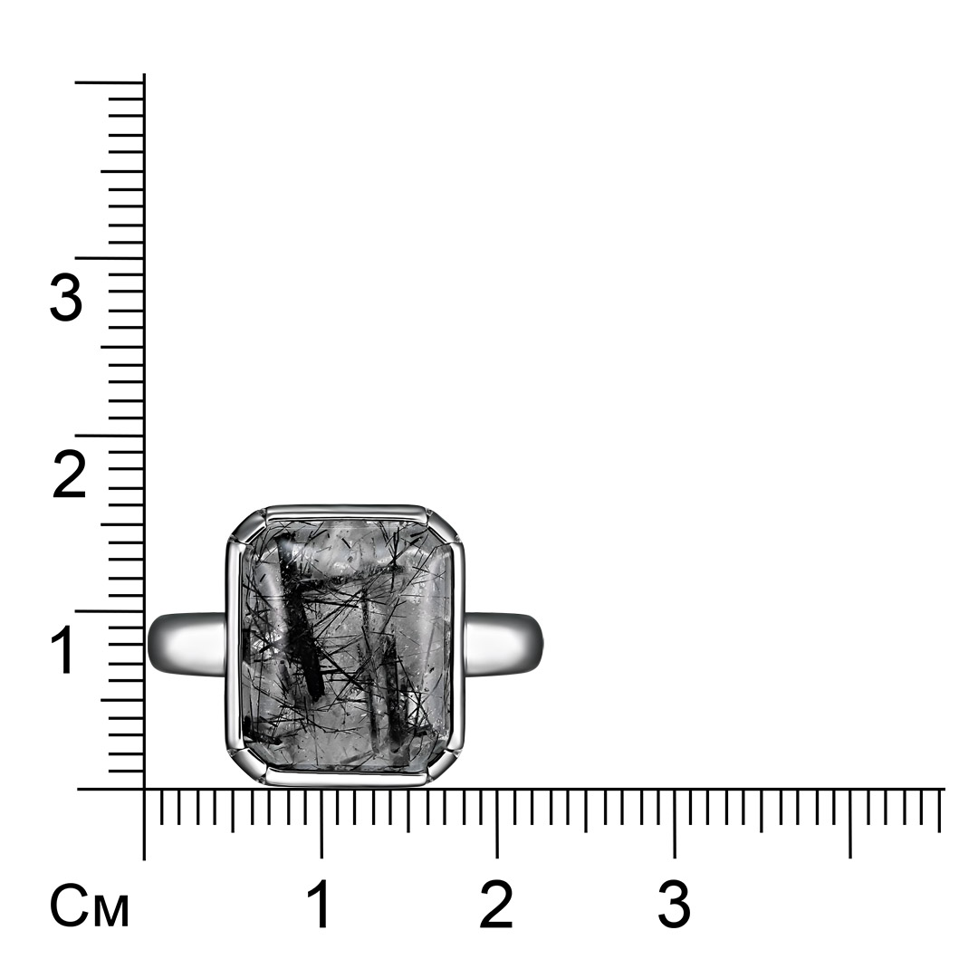 Серебряное кольцо 925 пробы; вставки 1 Кварц рутиловый;