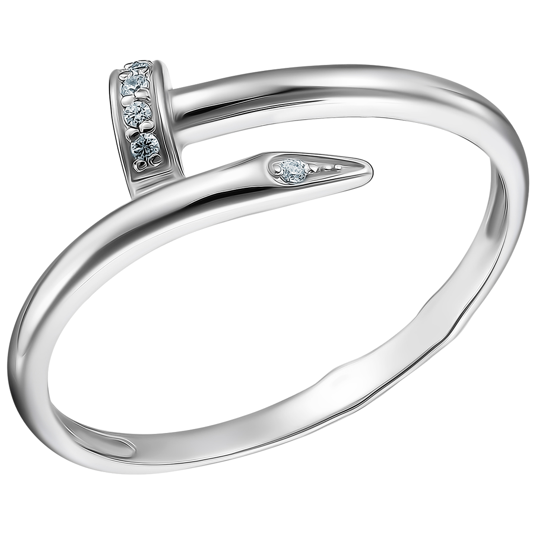 Серебряное кольцо 925 пробы; вставки 5 Фианит бесцв.;