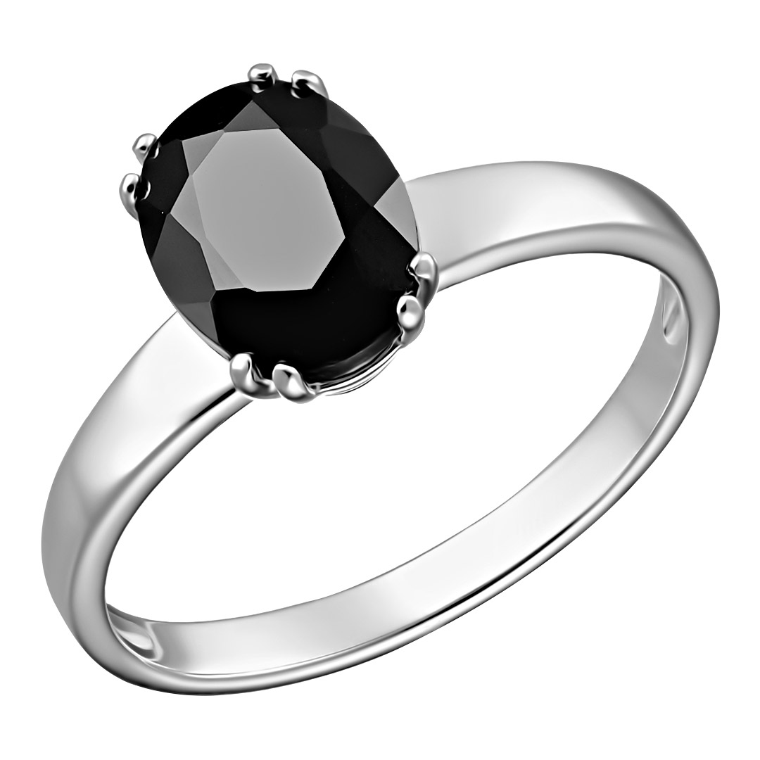 Серебряное кольцо 925 пробы; вставки 1 Турмалин черный;