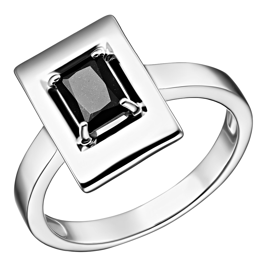 Серебряное кольцо 925 пробы; вставки 1 Турмалин черный;