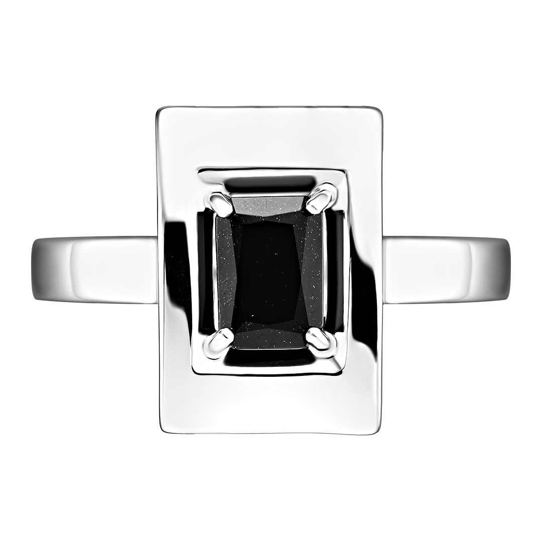 Серебряное кольцо 925 пробы; вставки 1 Турмалин черный;
