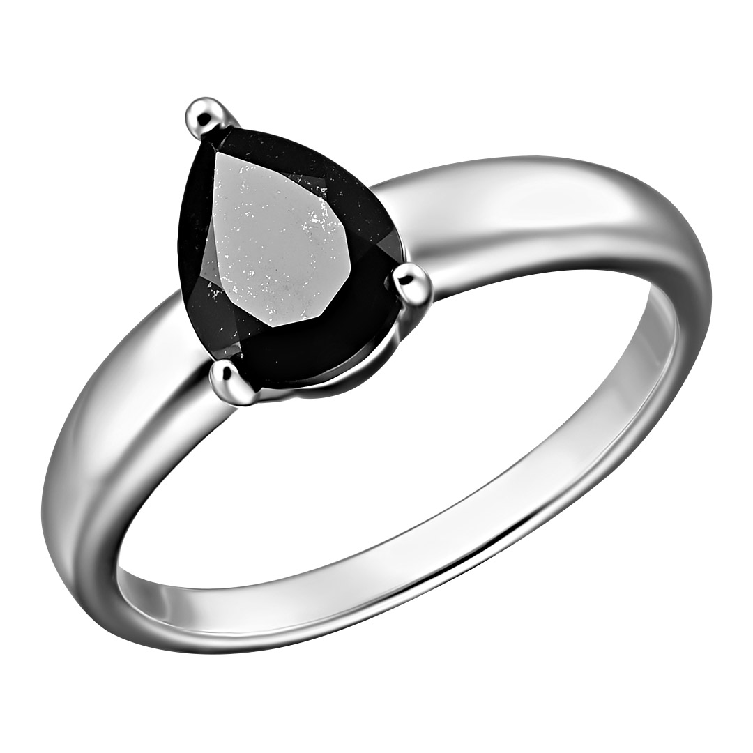 Серебряное кольцо 925 пробы; вставки 1 Турмалин черный;