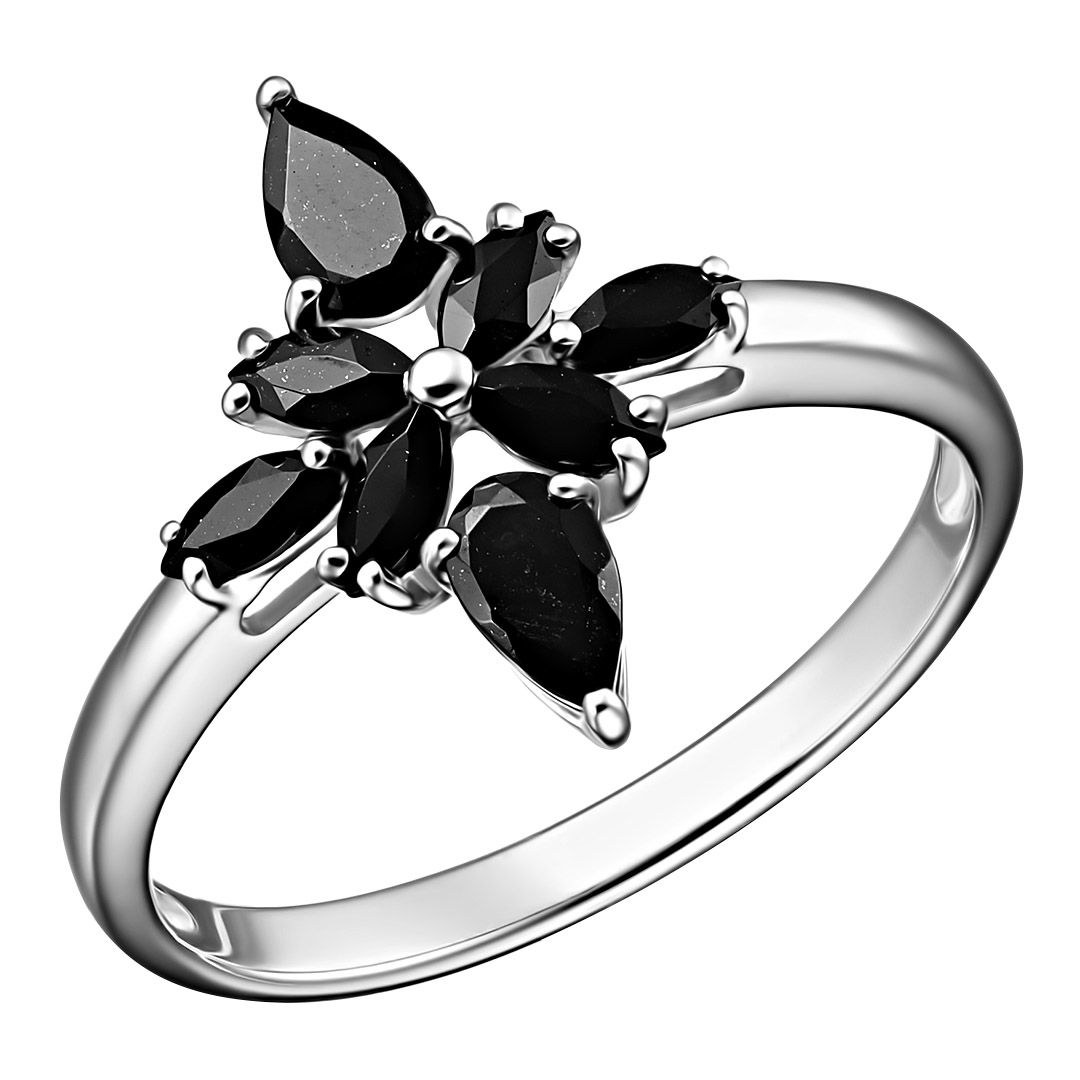 Серебряное кольцо 925 пробы; вставки 8 Турмалин черный;