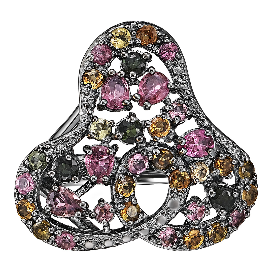 Серебряное кольцо с турмалинами