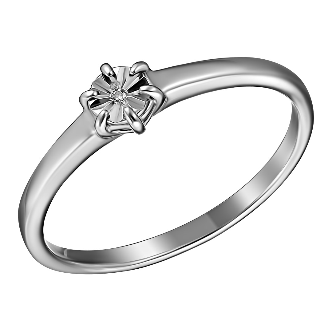 Серебряное кольцо с бриллиантом
