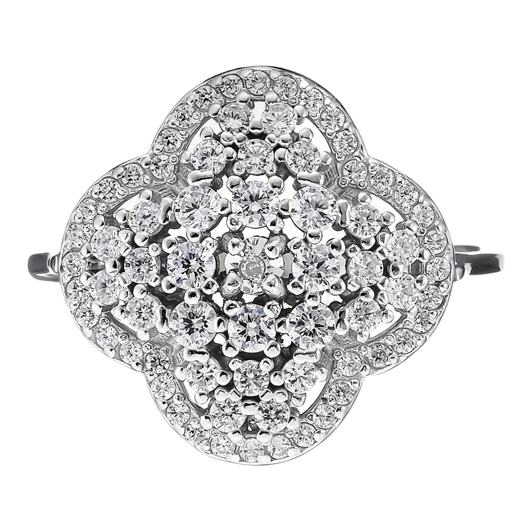Серебряное кольцо 925 пробы; вставки 1 Бр.Кр-17 0,005 2/3; 68 Фианит бесцв.;
