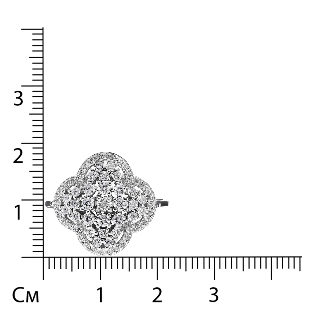 Серебряное кольцо 925 пробы; вставки 1 Бр.Кр-17 0,005 2/3; 68 Фианит бесцв.;