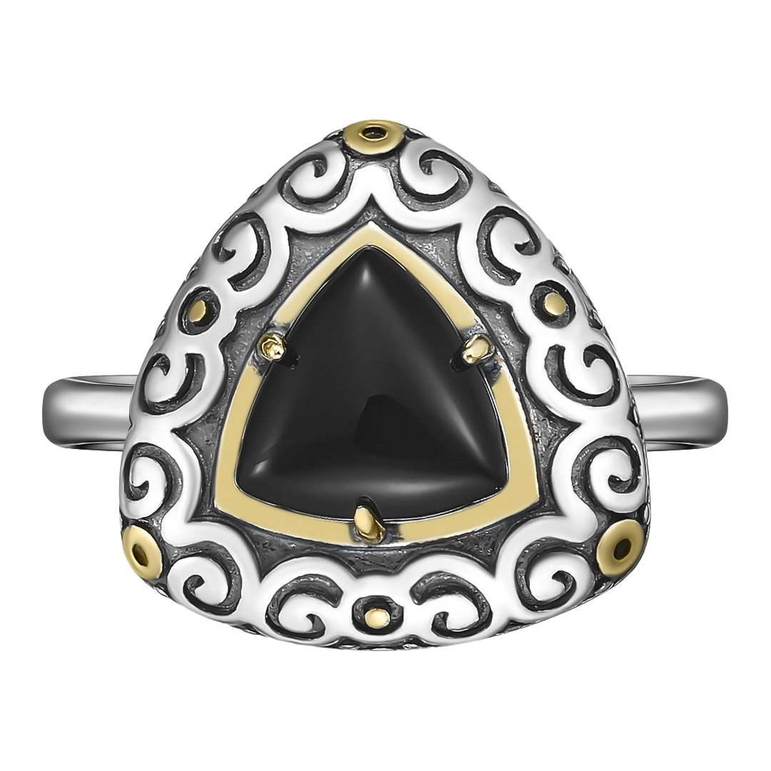 Серебряное кольцо 925 пробы; оксидирование; вставки 1 Агат нат.;