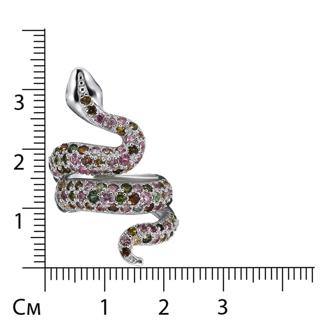 Серебряное кольцо 925 пробы; вставки Россыпь Мультитурмалин 4,74 ct;