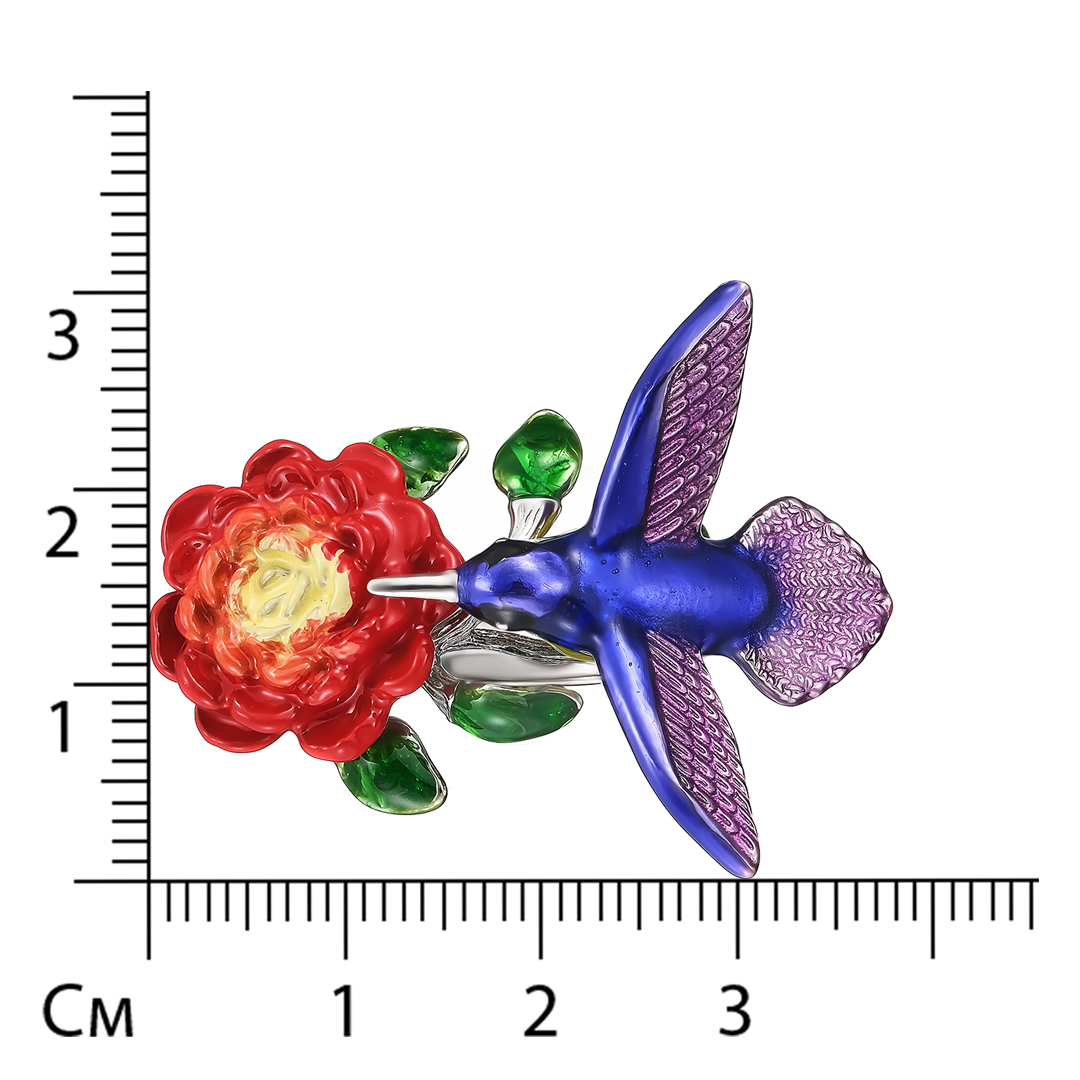 Серебряное кольцо 925 пробы; вставки Эмаль разноцв.;