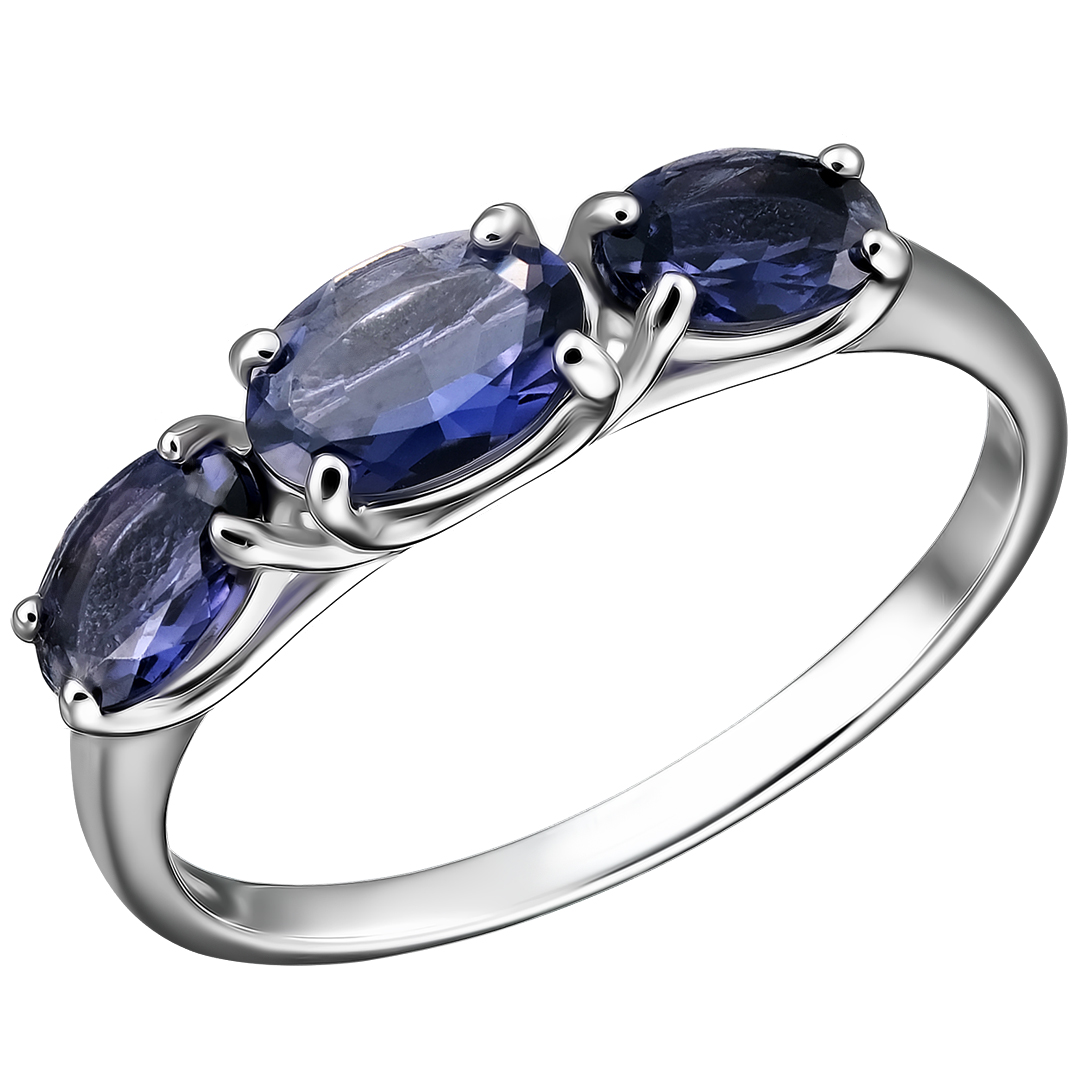 Серебряное кольцо с иолитами