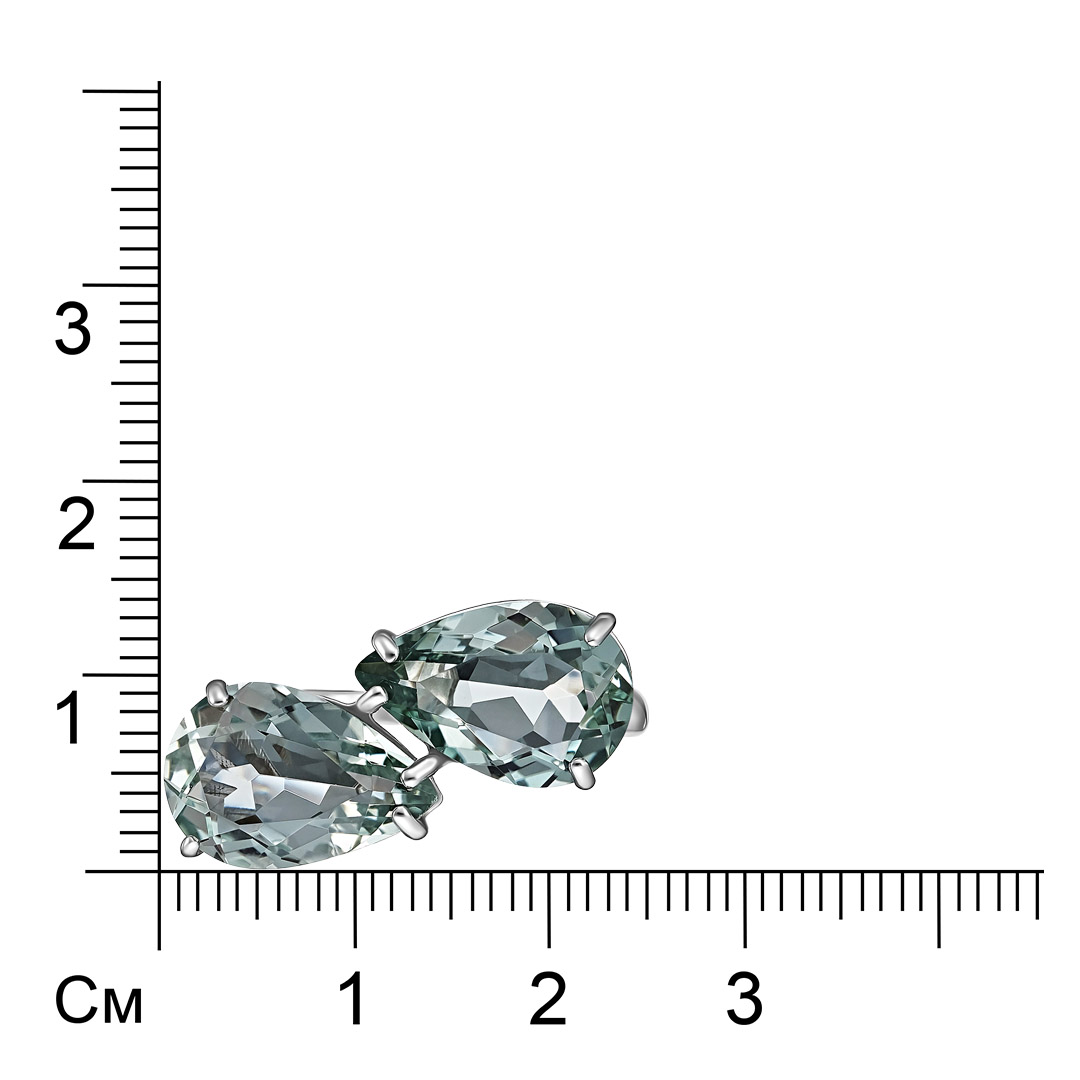 Серебряное кольцо 925 пробы; вставки 2 Празиолит;
