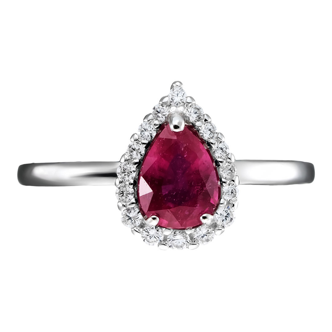 Серебряное кольцо 925 пробы; вставки 16 Фианит бесцв.; 1 Рубин 0,91 F/2