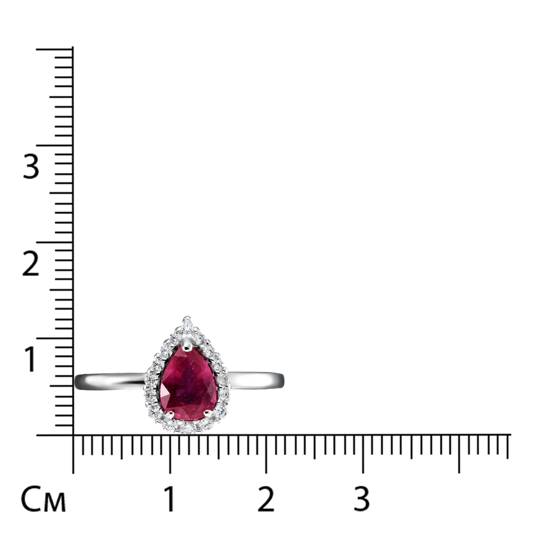 Серебряное кольцо 925 пробы; вставки 16 Фианит бесцв.; 1 Рубин 0,91 F/2
