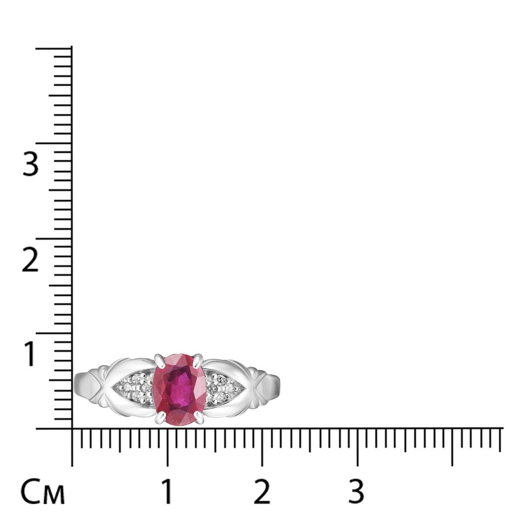 Серебряное кольцо 925 пробы; вставки 1 Рубин 1 F/2; 8 Фианит бесцв.;