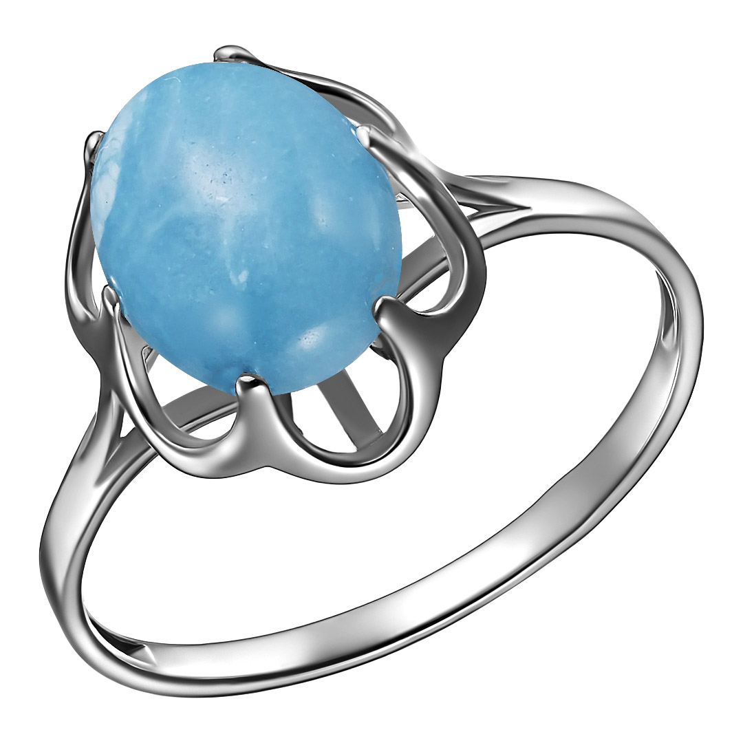 Серебряное кольцо 925 пробы; вставки 1 Смитсонит голубой;