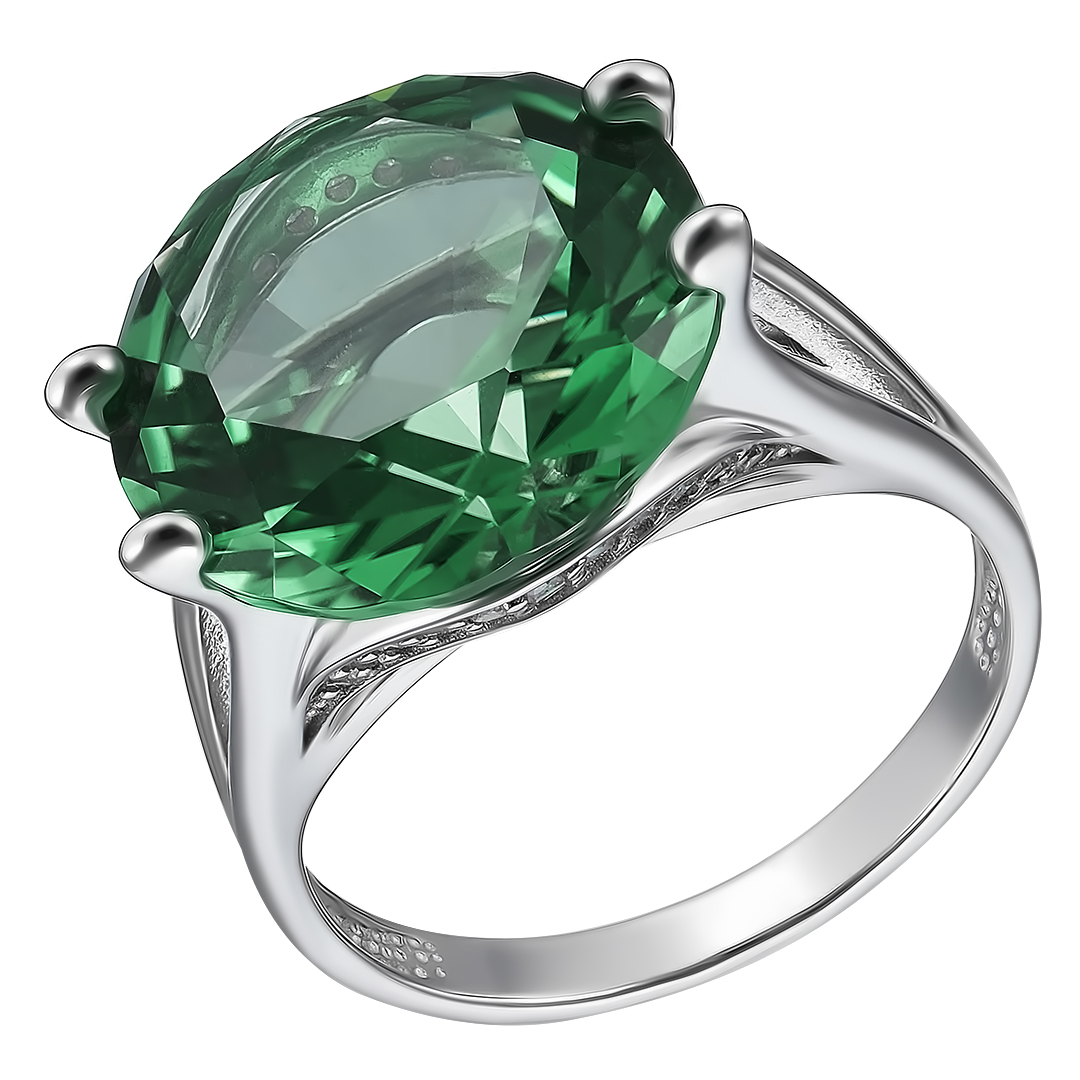 Серебряное кольцо с зеленым аметистом