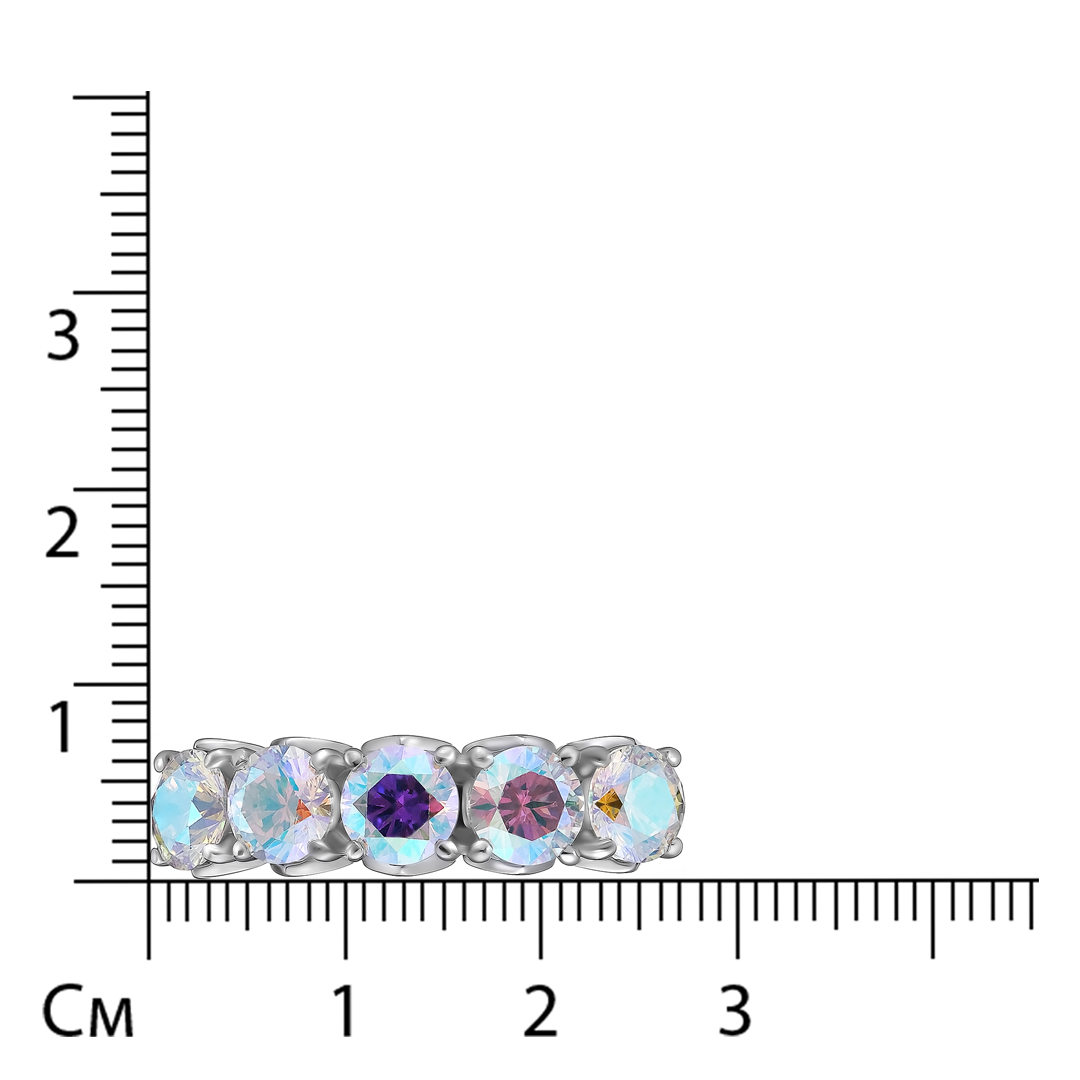 Серебряное кольцо с цветными фианитами