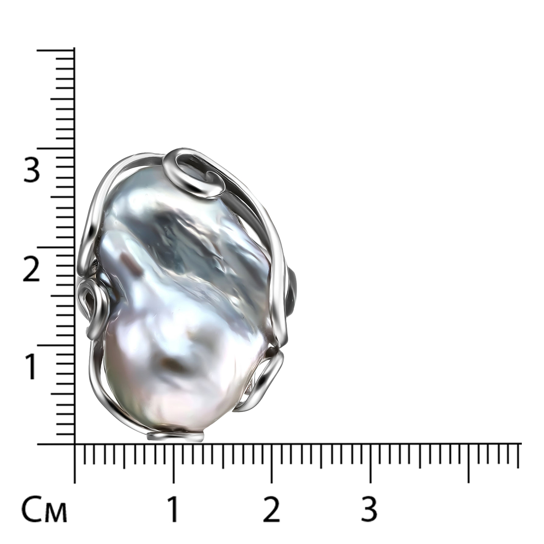 Серебряное кольцо 925 пробы; вставки 1 Жемчуг культ. барокко 29,05 ct;
