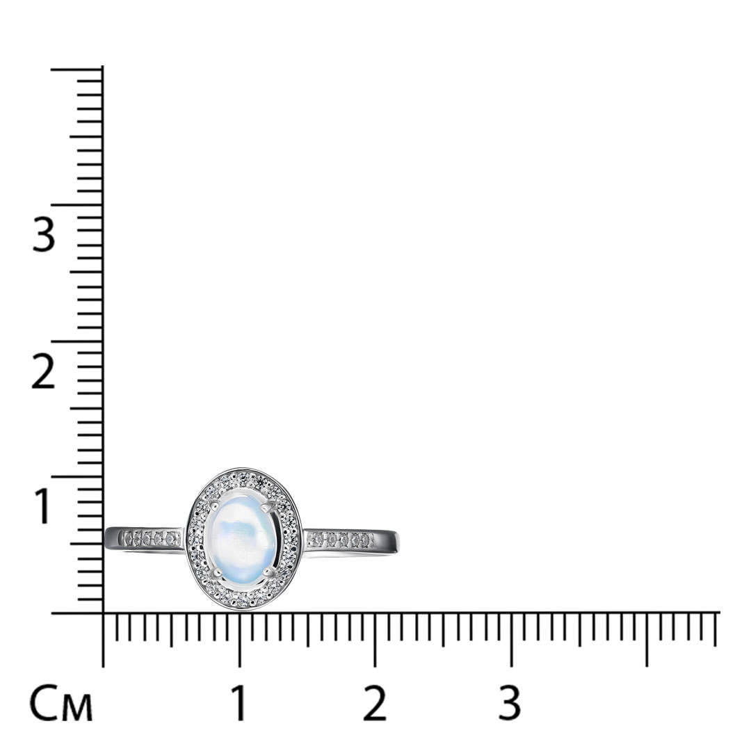Серебряное кольцо 925 пробы; вставки 1 Опал белый; 30 Фианит бесцв.;
