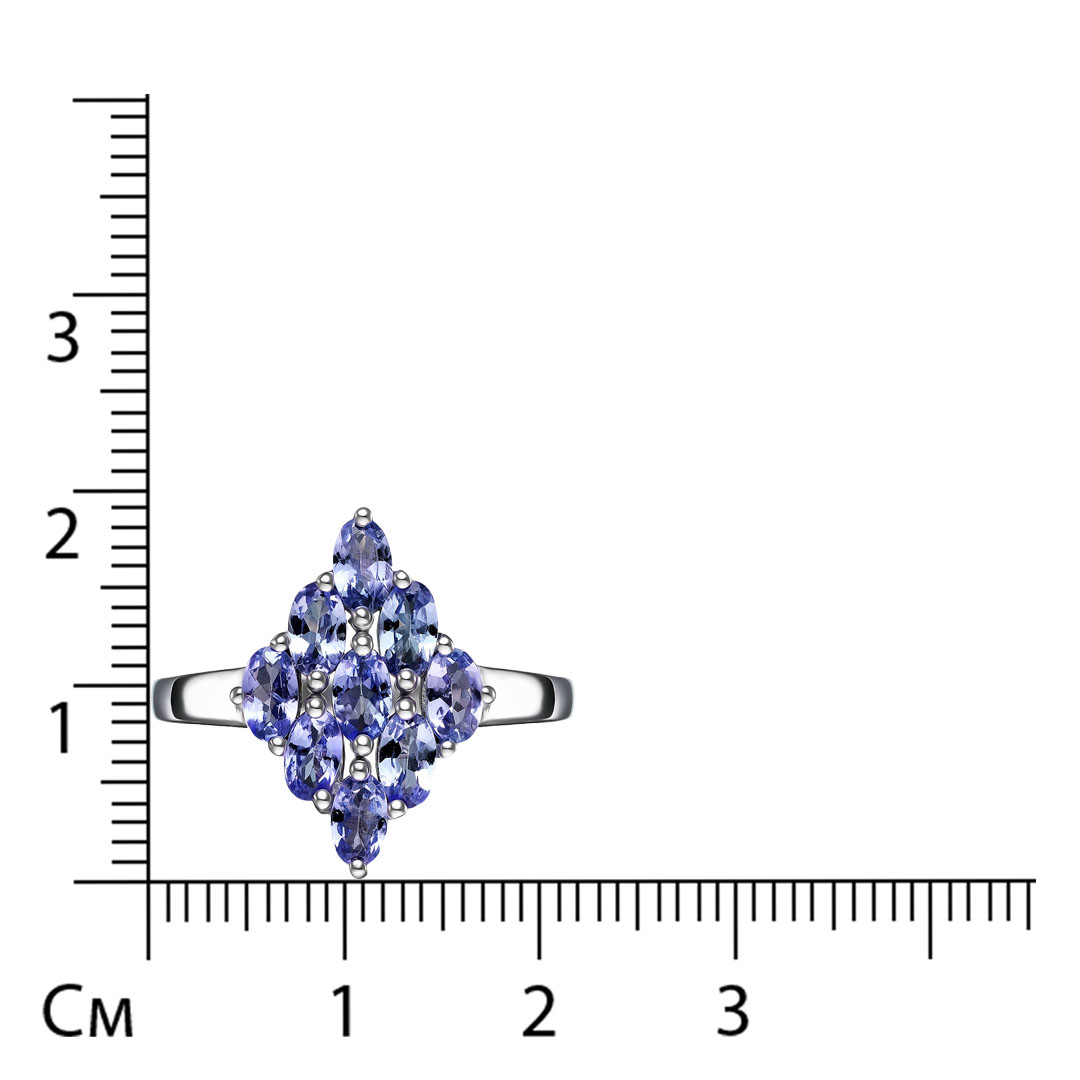 Серебряное кольцо 925 пробы; вставки 9 Танзанит 2ct;