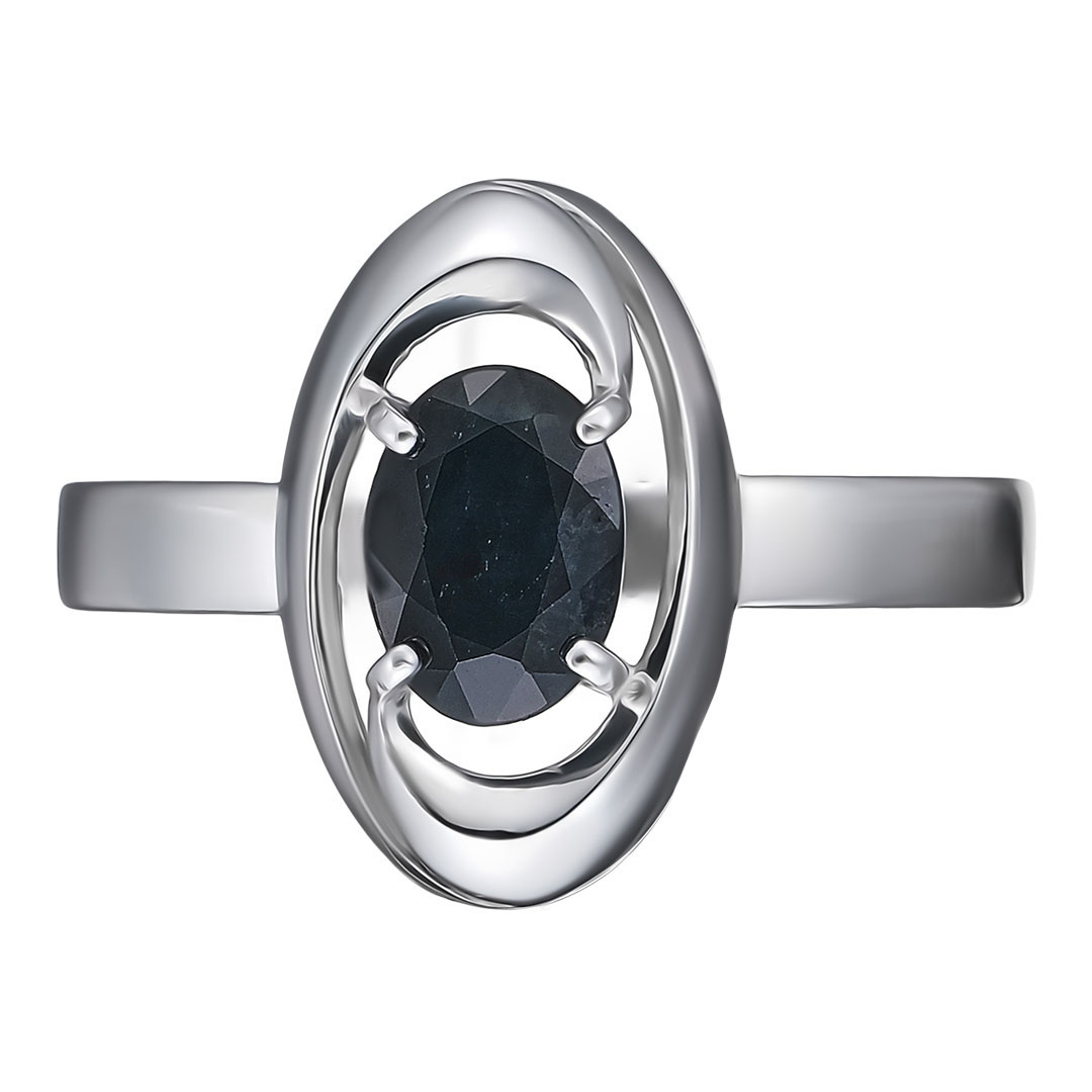 Серебряное кольцо 925 пробы; вставки 1 Сапфир 0,984 U/2